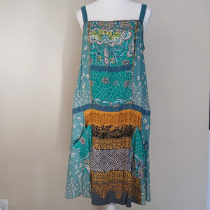 Cottagecore Patchwork Scarf Tunic Dress Size Small